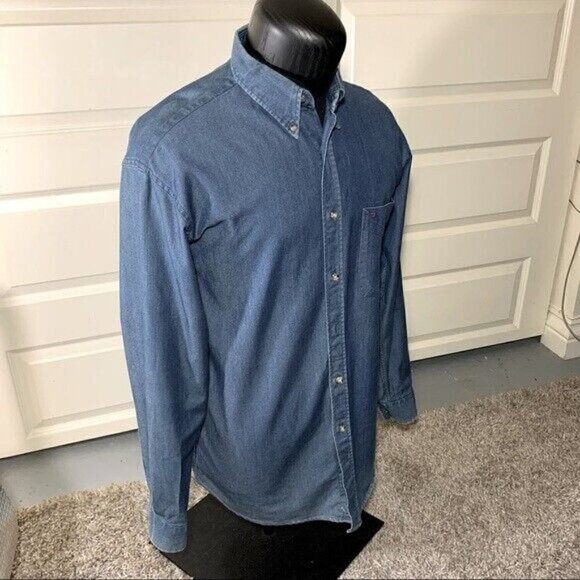 Vintage Diesel Denim Shirt Men Sz 41/42 LT Blue Button Up Casual Long Sleeve - Picture 5 of 12